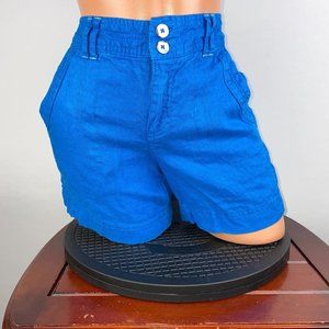 INC International Concepts 4 Blue Casual Linen Shorts Rhinestone Accents